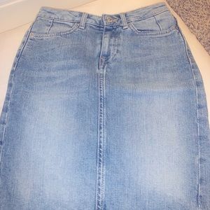 Knee length denim skirt